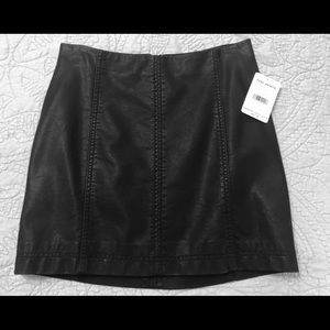 free people black faux leather skirt.